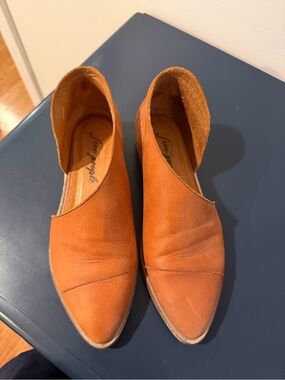 Free People Tan Leather Pointed Slip-On Flats